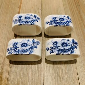 Napking Ring Holders Blue Onion Zwiebelmuster Delftware Style Set of 4 Floral